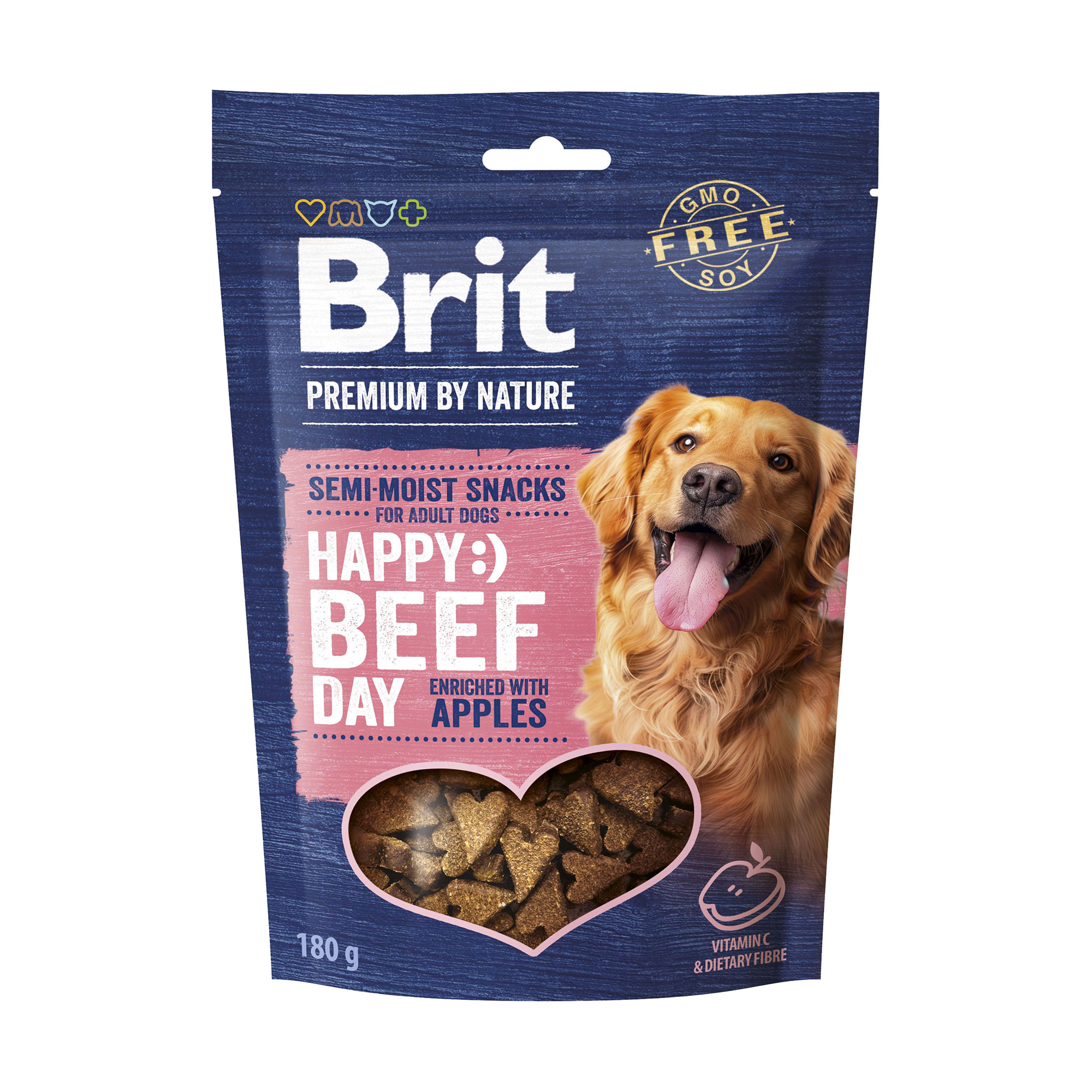 Ласощі для дорослих cобак Brit Premium by Nature Semi-Moist Snacks напіввологі, з яловичиною і яблуками, 180 г